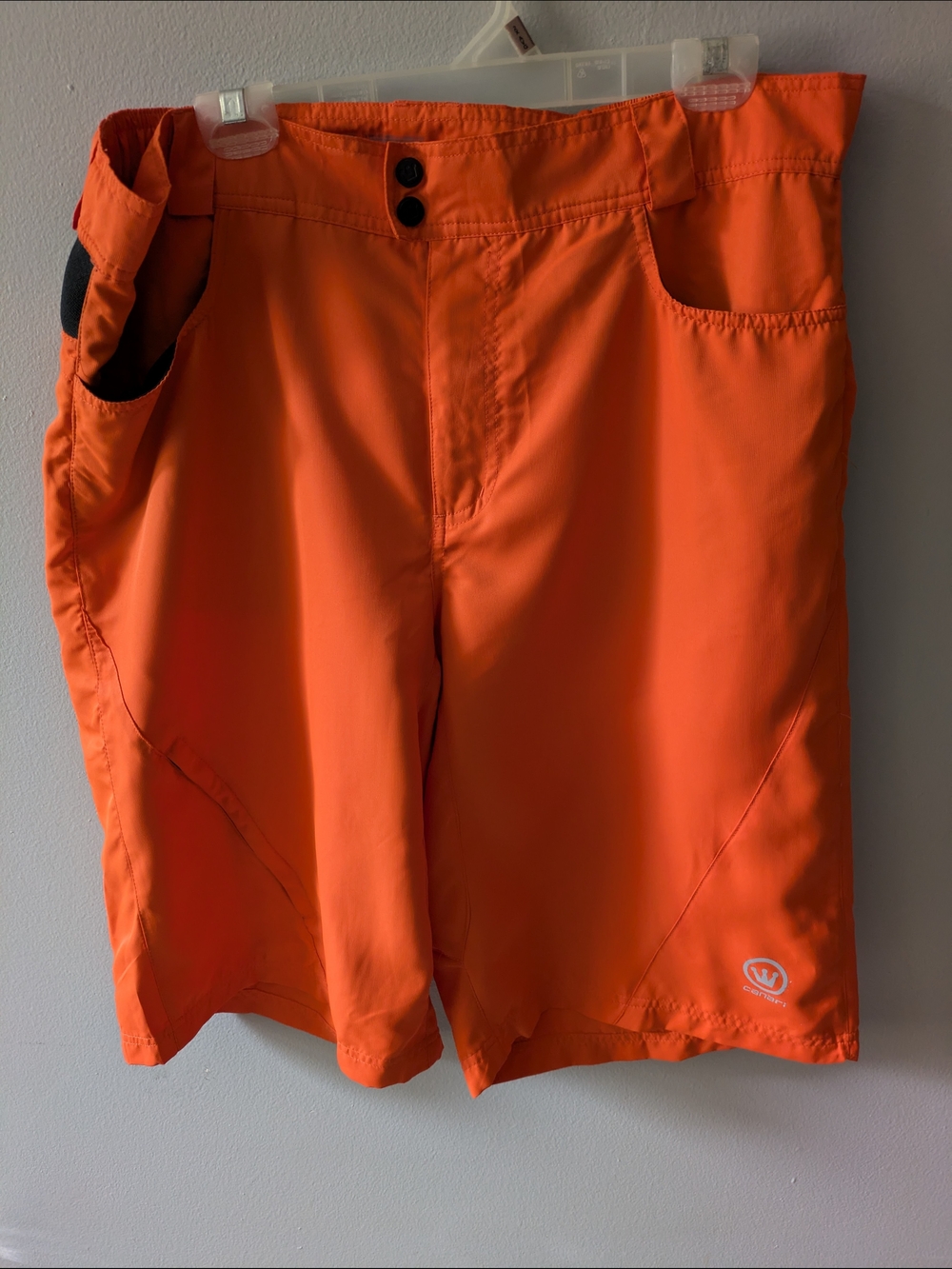 Canari Orange Cycling Shorts with Reflective Logo